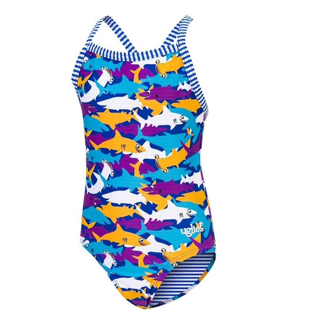 Dolfin Uglies GIrl's Crossback One Piece - Sharkonator   NWT